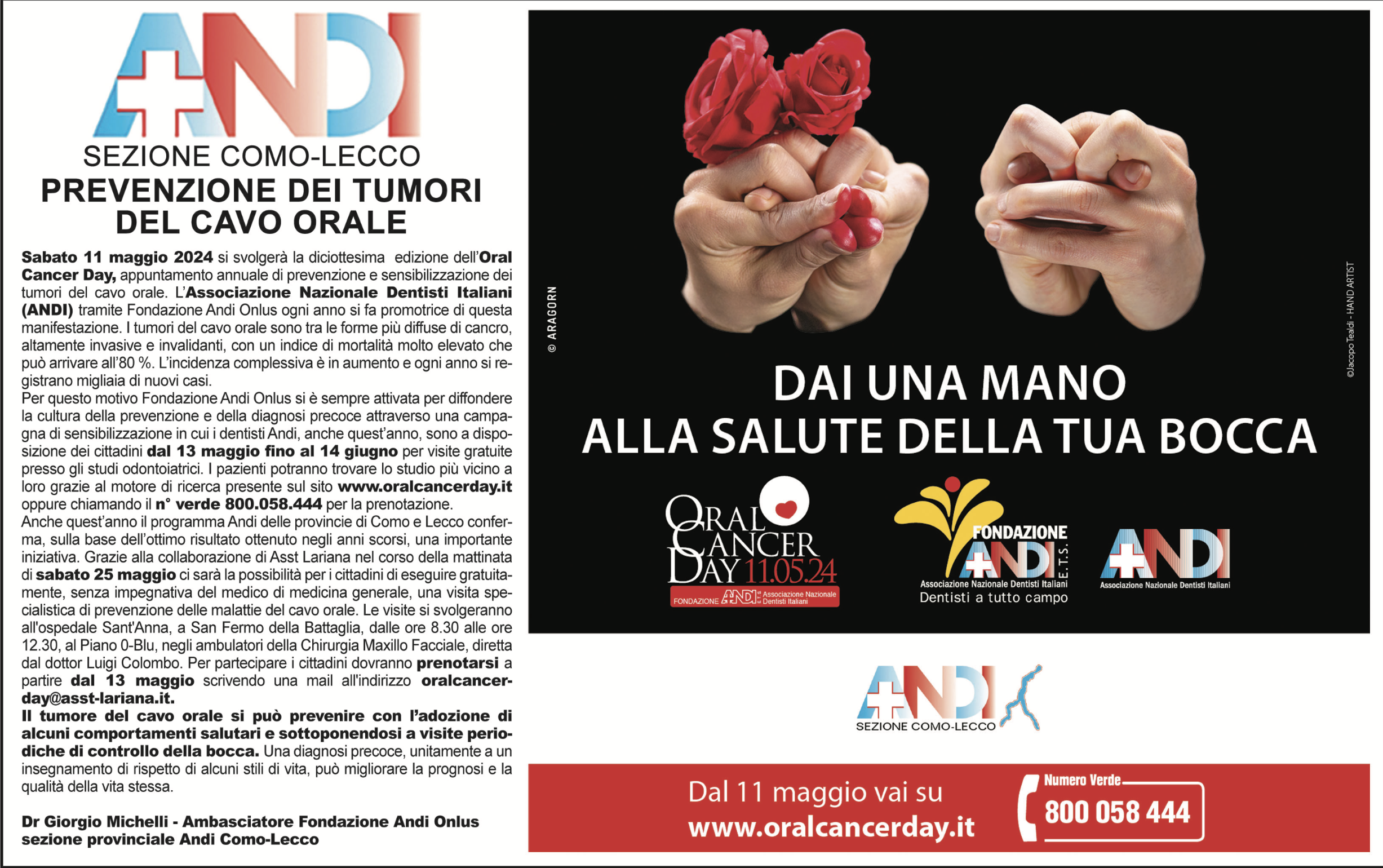 ANDI Como-Lecco promuove Oral Cancer Day 24